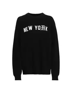 Хлопковый свитер-бойфренд «Нью-Йорк» R13, черный