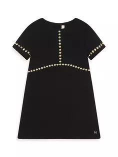 Платье с короткими рукавами и шипами для маленьких девочек Michael Kors Kids, черный
