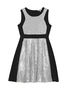 Платье Libra без рукавов с пайетками для маленьких девочек и девочек Reiss, черный