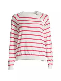 Полосатый трикотажный топ на пуговицах Emporio Armani, цвет striped pink