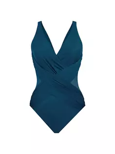 Цельный купальник Illusionists через плечо Miraclesuit Swim, цвет nova green