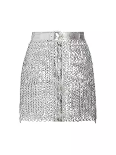 Кожаная мини-юбка Knight Knit цвета металлик Nonchalant Label, цвет silver