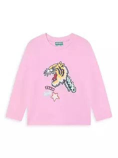 Рубашка с длинными рукавами и логотипом Little Girl&apos;s &amp; Girl&apos;s Kenzo, цвет washed pink