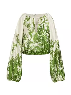 Шелковая блузка Elke с открытыми плечами Silvia Tcherassi, цвет green cyprus