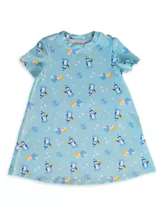 Ночная рубашка с принтом Ханука и пингвины для маленьких девочек и девочек Lovey&amp;Grink, синий Lovey&Grink