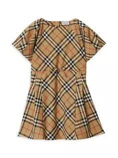 Плиссированное платье в клетку Jada для маленьких девочек и девочек Burberry, цвет archive beige check