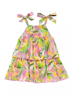 Многоуровневое платье с принтом пальм Копакабана для маленьких девочек и девочек Tutu Du Monde, цвет palm print