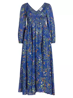 Платье макси со сборками и цветочным принтом Baacal, Plus Size, цвет cobalt