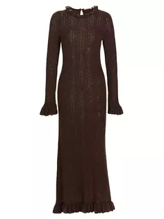 Платье-свитер макси из смесовой вязки Estella из альпаки D Ô E N, цвет dark cacoa