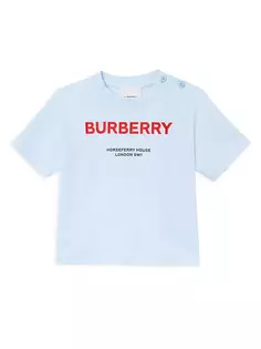 Футболка Horseferry с логотипом для маленьких девочек и маленьких девочек Burberry, цвет pale blue