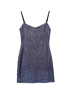 Приталенное мини-платье с блестками для девочек Un Deux Trois, темно-синий