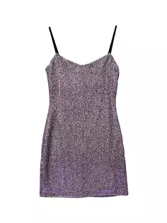 Приталенное мини-платье с блестками для девочек Un Deux Trois, фиолетовый