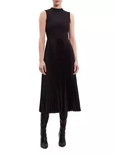 Плиссированное комбинированное платье-миди Theory, цвет mink