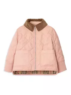 Стеганая куртка для маленьких девочек и маленьких девочек Burberry, цвет coral rose