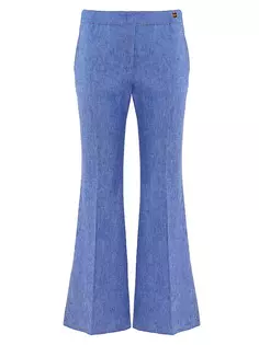 Укороченные расклешенные джинсы из эластичного денима Sofia Callas Milano, цвет pale blue