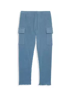 Вязаные брюки-карго для маленьких девочек Design History, цвет denim