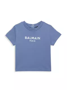 Хлопковая футболка с логотипом для маленьких мальчиков Balmain, синий