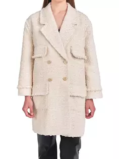 Твидовое пальто с двойной грудью и бахромой Endless Rose, цвет cream