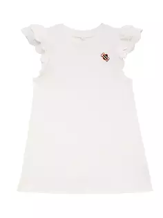 Платье-футболка с отделкой крючком для маленьких девочек и девочек Zimmermann Kids, слоновая кость