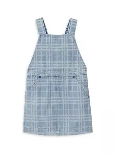 Джинсовое платье в клетку Martine для маленьких девочек и девочек Burberry, цвет pale blue check