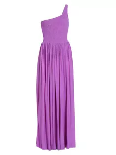 Платье макси на одно плечо со сборками Swf, фиолетовый