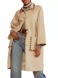 Пальто из искусственной кожи с заклепками Cynthia Rowley, цвет cream