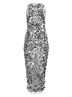 Платье миди из хлопковой смеси с пайетками, связанное крючком Milly, экрю