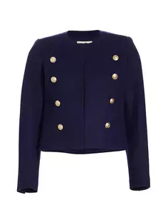 Куртка без воротника из натуральной шерсти L&apos;Agence, цвет midnight L'agence