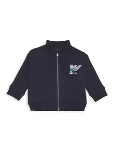 Спортивная куртка с вышитым логотипом Smurf для маленьких мальчиков Emporio Armani, темно-синий