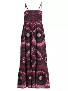 Ярусное платье миди Charlough с геометрическим узором Sea, пурпурный