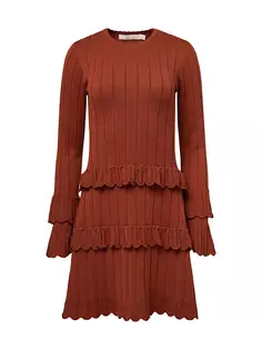 Многоярусное мини-платье с рюшами Rachel Parcell, цвет camel