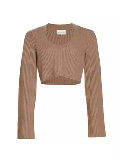Кашемировый укороченный свитер Loulou Studio, цвет sand melange