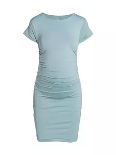 Повседневное мини-платье для беременных со сборками и круглым вырезом Blanqi, цвет sky blue