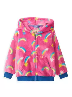 Флисовая куртка с капюшоном для маленьких девочек и девочек Shooting Stars Hatley, цвет raspberry rose
