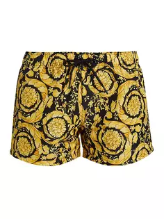 Эластичные шорты для плавания с принтом Versace, цвет gold print