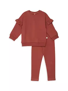 Двухкомпонентный спортивный костюм с рюшами для маленьких девочек и маленьких девочек Pouf, цвет cherry