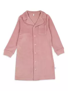 Велюровый макси-халат для маленьких девочек и девочек Pouf, розовый