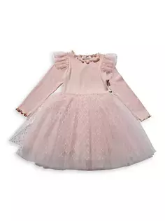 Платье-пачка из решетчатой ткани с оборками для маленьких девочек, маленьких девочек и девочек Petite Hailey, розовый