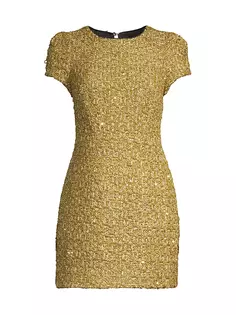 Твидовое мини-платье Rowen с эффектом металлик Milly, золото