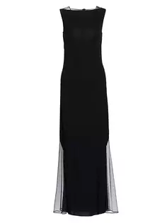 Платье макси с сетчатыми вставками Helmut Lang, черный