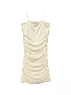 Платье из сетки с цветочным принтом и рюшами для девочек Un Deux Trois, цвет cream