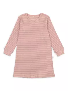 Платье для отдыха в вафельном стиле в полоску для маленьких девочек и девочек Pouf, розовый