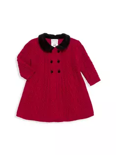Двубортное пальто арановой вязки для маленьких девочек Polo Ralph Lauren, красный
