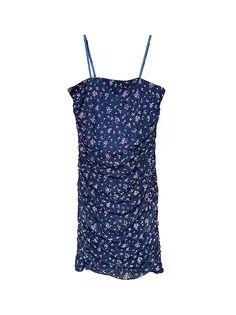 Платье из сетки с цветочным принтом и рюшами для девочек Un Deux Trois, синий
