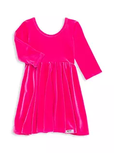 Бархатное закрученное платье для маленьких девочек и девочек Worthy Threads, ярко-розовый