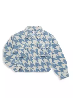 Куртка из шерпы с узором «гусиные лапки» для маленьких девочек и девочек Design History, синий