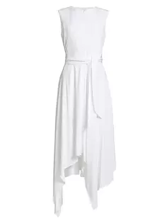 Асимметричное платье макси Natasha с поясом Santorelli, цвет pearl
