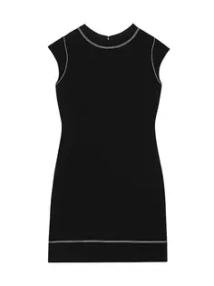 Мини-платье с вышивкой и короткими рукавами Theory, черный