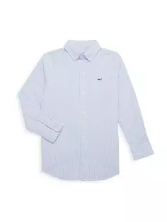 Полосатая оксфордская рубашка для маленьких мальчиков и мальчиков Vineyard Vines, цвет ocean breeze