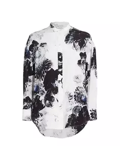Шелковая рубашка Chiaroscuro с рукавами-коконами Alexander Mcqueen, цвет ink